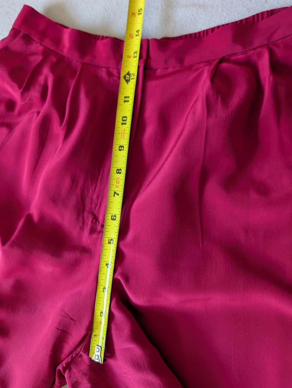 Vintage 100% Silk Pleated Trousers Burgundy Wine Purple 12P/28 Waist High Rise image 9
